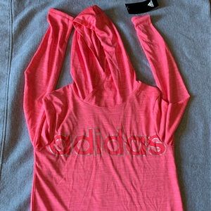 Girls Adidas top with hoodie and ruffle hem XL